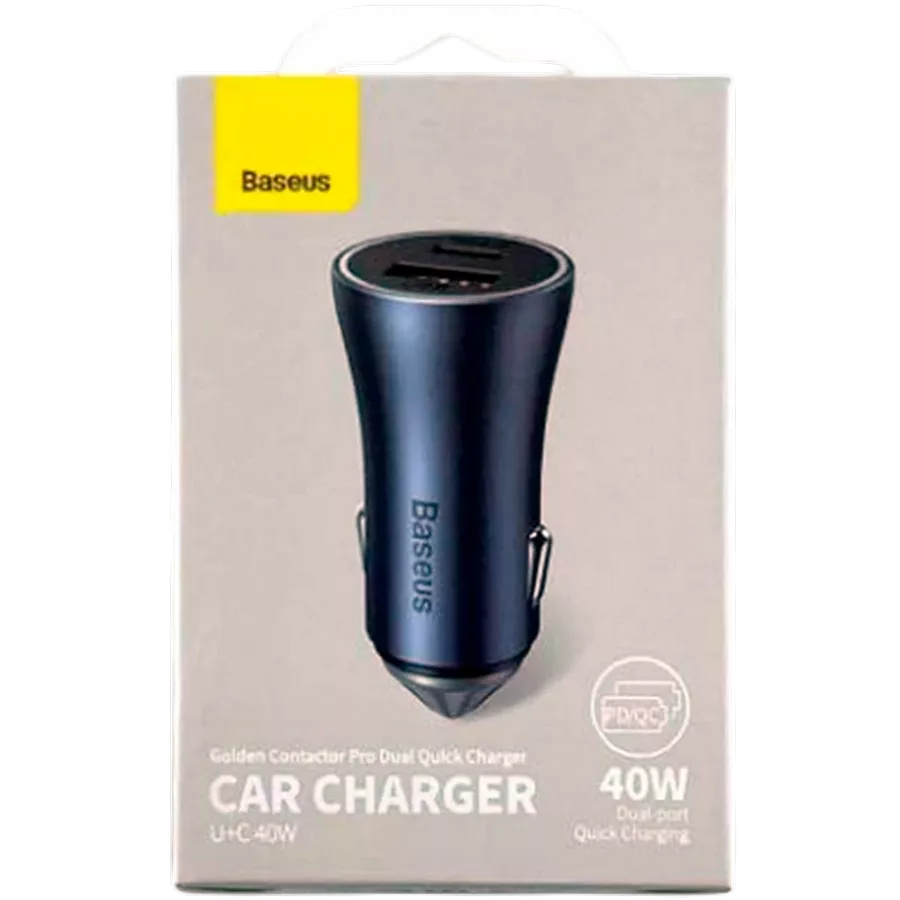 BASEUS Προσαρμογέας Αυτοκινήτου 2*USB/USB-C, 40 βατ, Μαύρος — Εικών №1