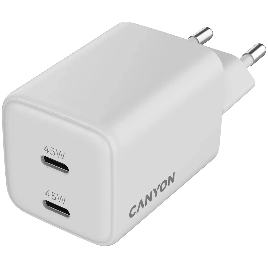 CANYON Power Adapter 2*USB-C, 45 W, White — Image №4