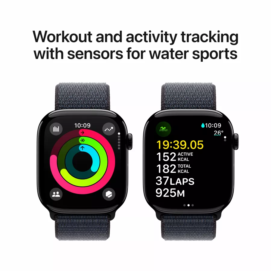 Apple Watch Series 10 GPS, 46mm, Jet Black, Ink Sport Loop — Image №4
