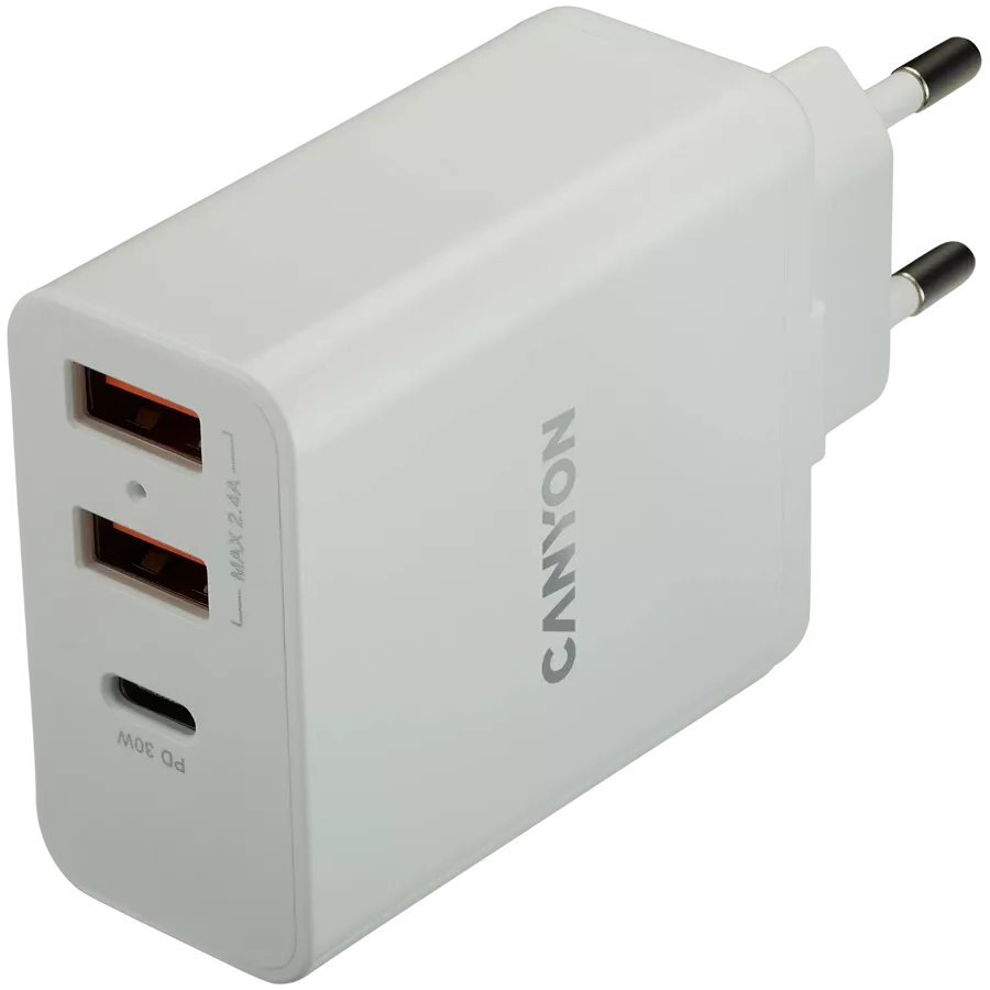 Адаптер питания CANYON H-08 3*USB/USB-C, 42 Вт — Изображение №1