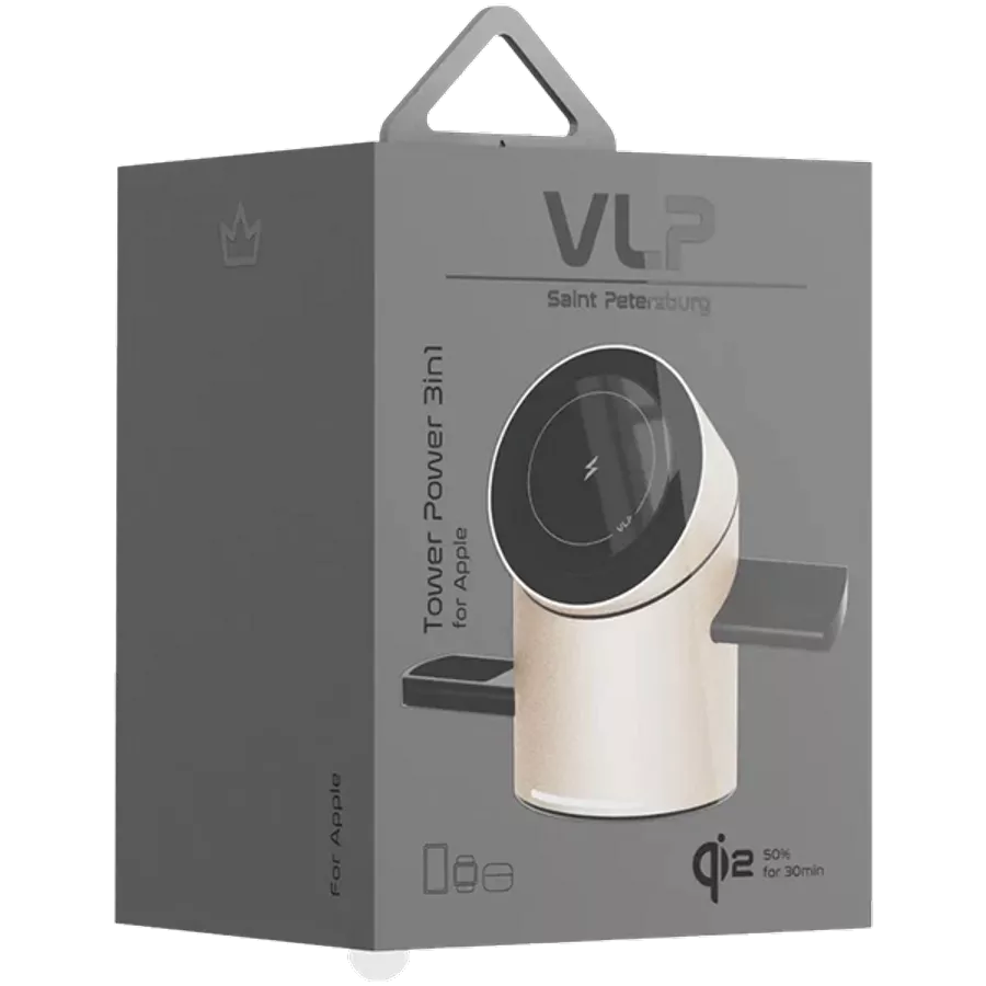 Wireless Charger VLP Tower Power 3 in 1 for Apple, Natural Titanium — Изображение №2