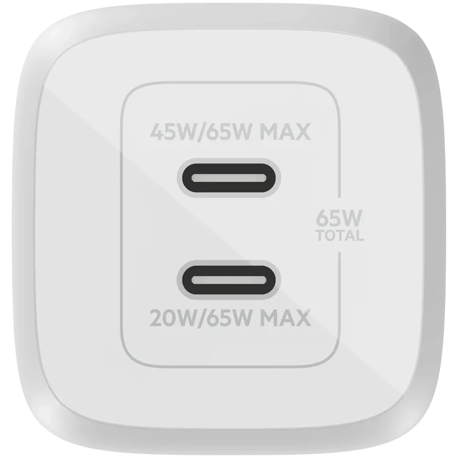 BELKIN Адаптер питания 2*USB-C, 65 Вт, Белый — Изображение №2