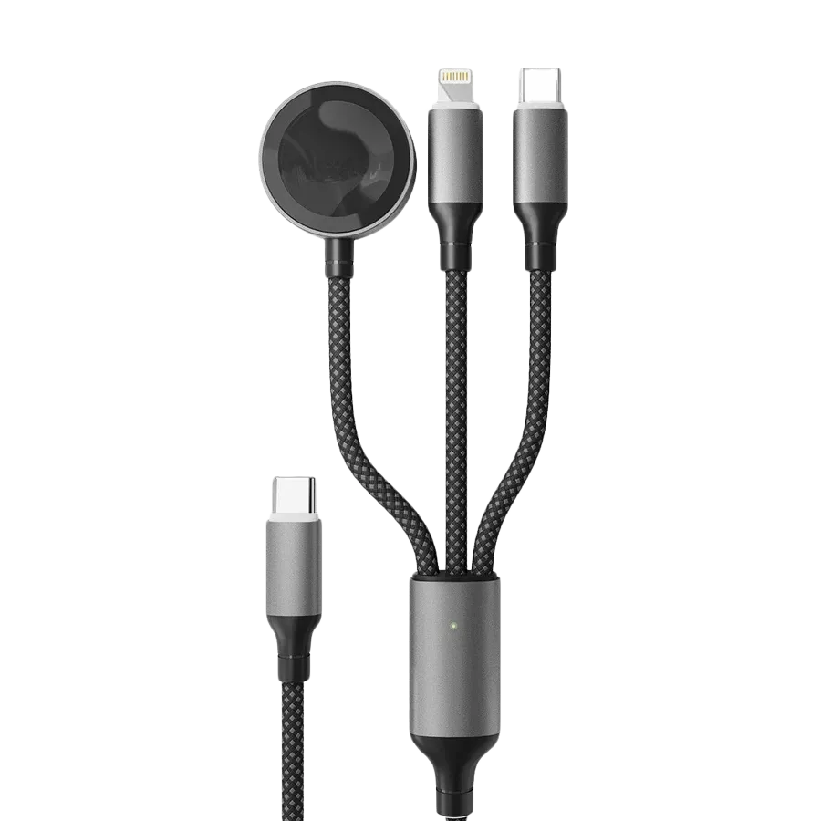 Дата-кабель "vlp" Dragon Cable 3 in 1 USB С - USB-C+Lightning+Watch, 1.2м, черный — Изображение №1