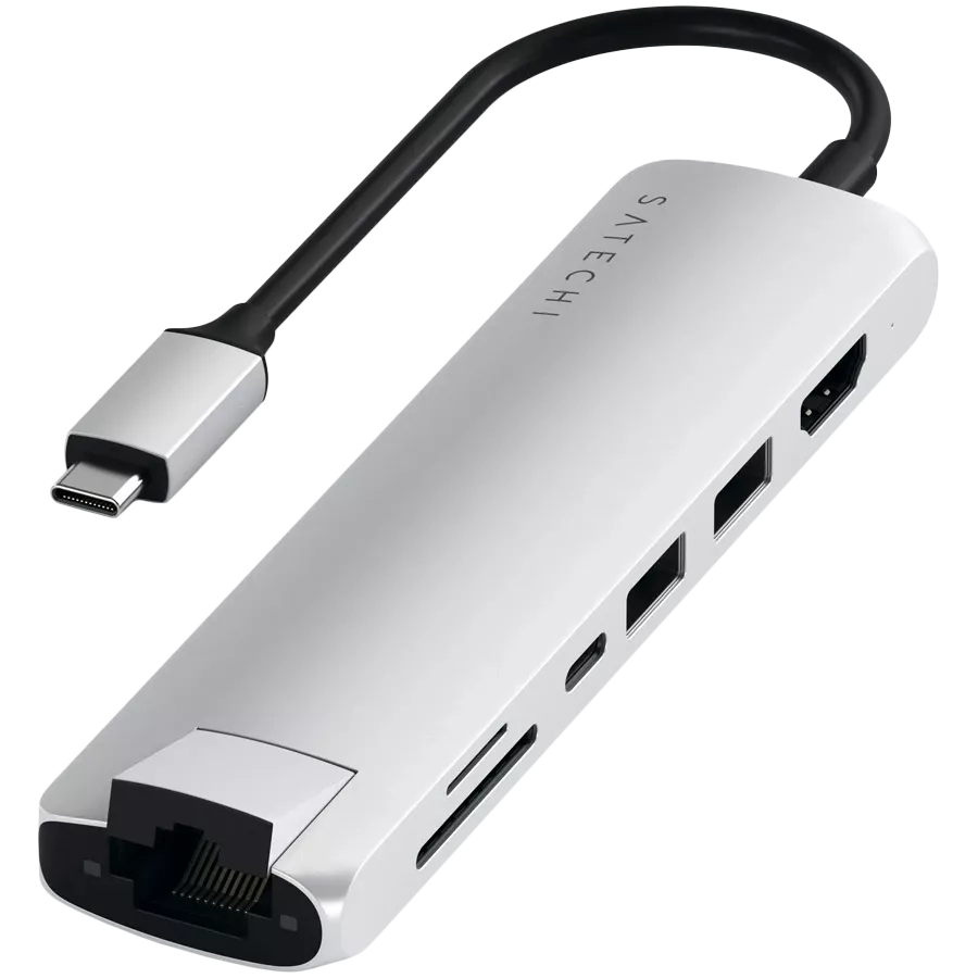SATECHI  Hub slim Type-C multiport Ethernet  Multiport Adapter USB Hub slim Type-C multiport Ethernet Silver — Image №2
