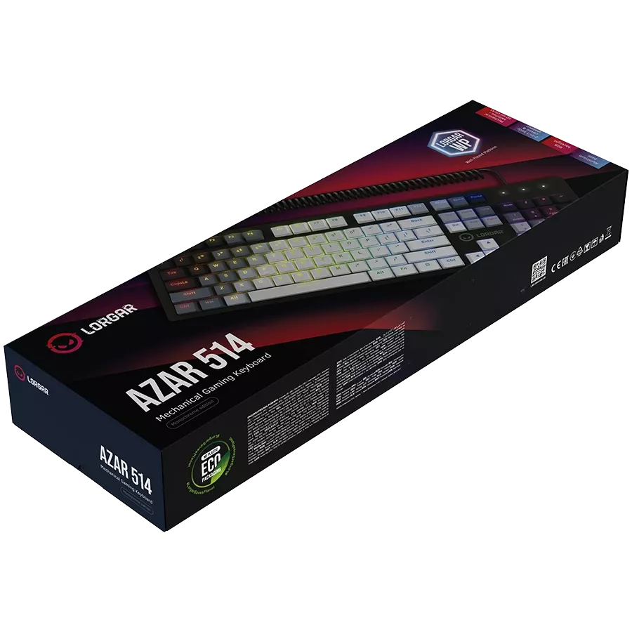 Ігрова клавіатура дротова LORGAR Azar 514 RGB Wired White (LRG-GK514W-UA) — Зображення №6