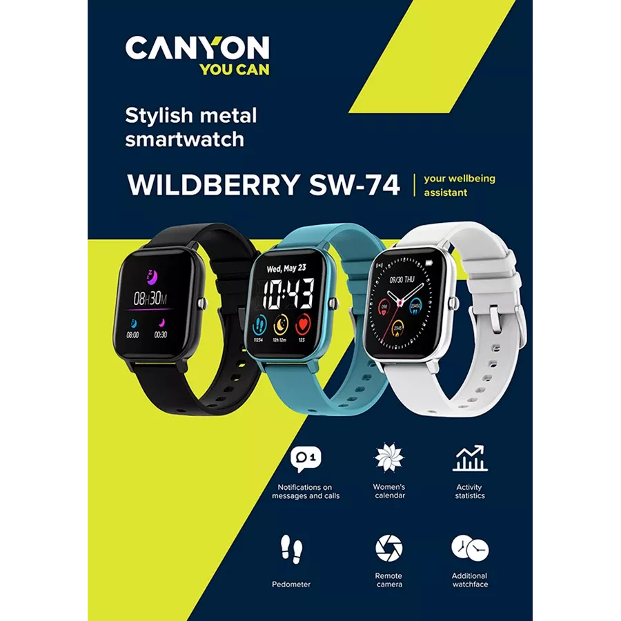 CANYON Wildberry SW-74 Smart Watch, 42χιλ., Ασημί — Εικών №7