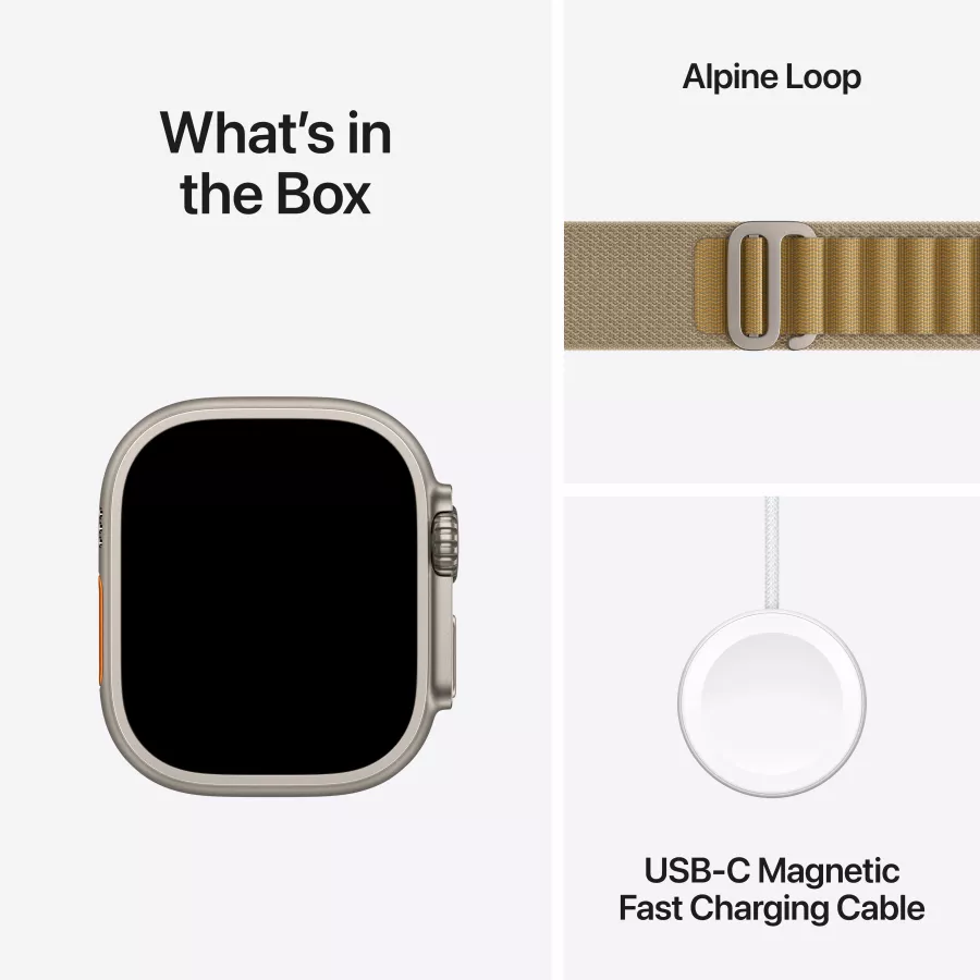 Apple Watch Ultra 2 2024, 49mm, Natural Titanium, Tan Alpine Loop, Large — Image №9