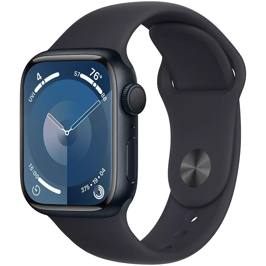 Apple Watch Series 9 GPS, 41mm, Midnight, Midnight Sport Band, S/M — Image №1