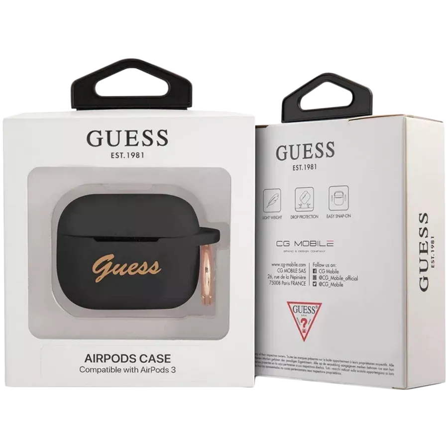 GUESS Іс Silicone with ring Script logo  Қара for AirPods (Gen3) — image №3