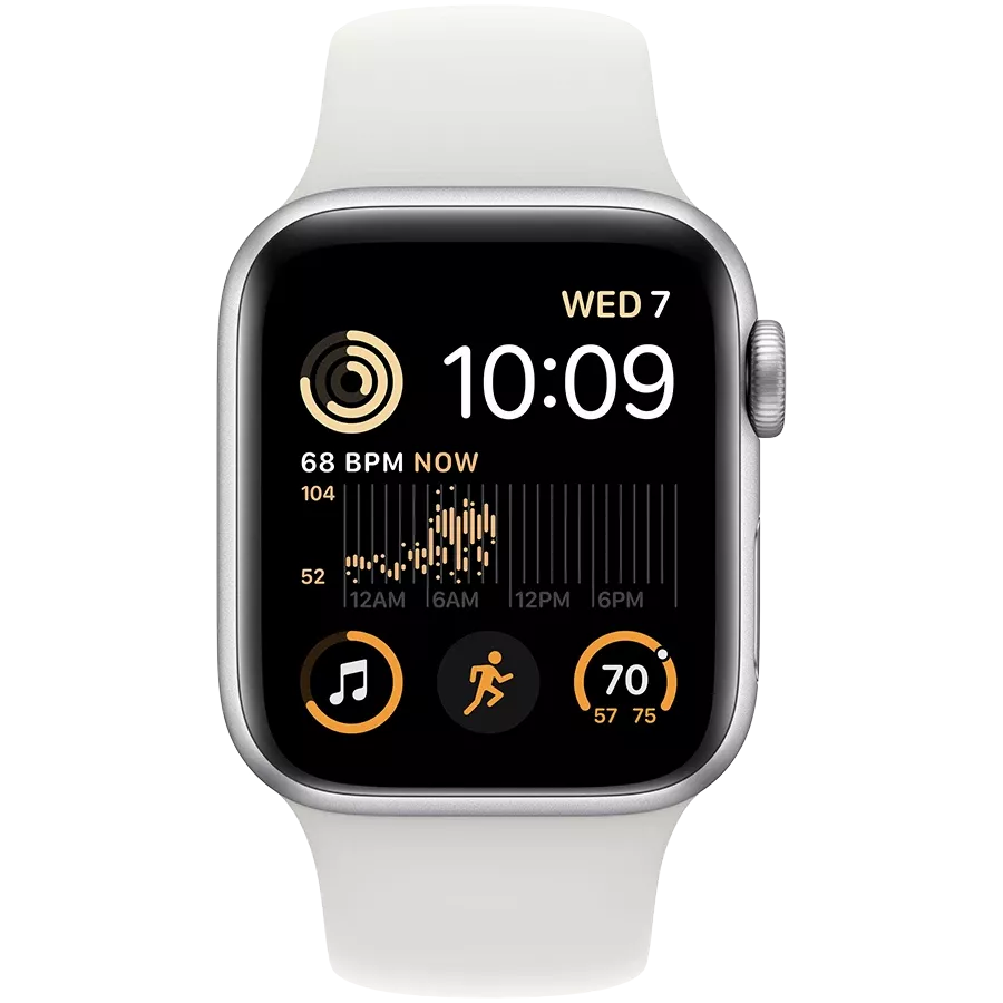 Apple Watch SE GPS Gen.2  Спортивный ремешок белого цвета, 40мм, Серебристый — Изображение №2