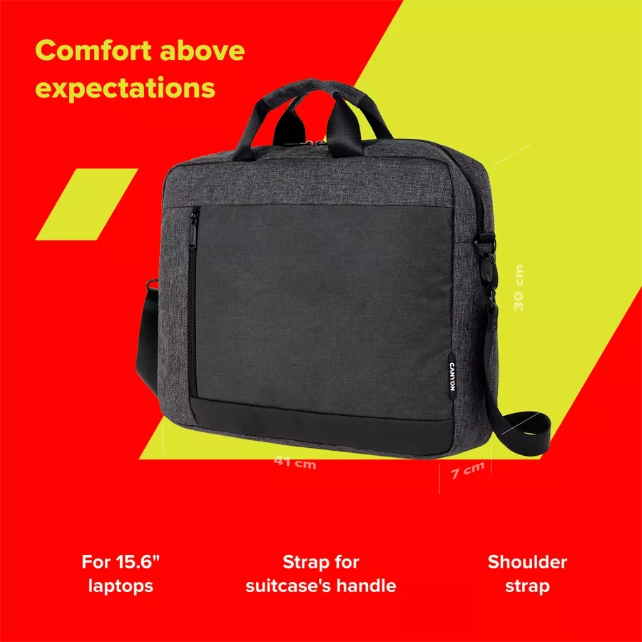 CANYON Сумка Laptop bag для 15.6"  Сірий для MacBook Pro 14/MacBook Pro 15/Ноутбук до 15.6" — Зображення №6