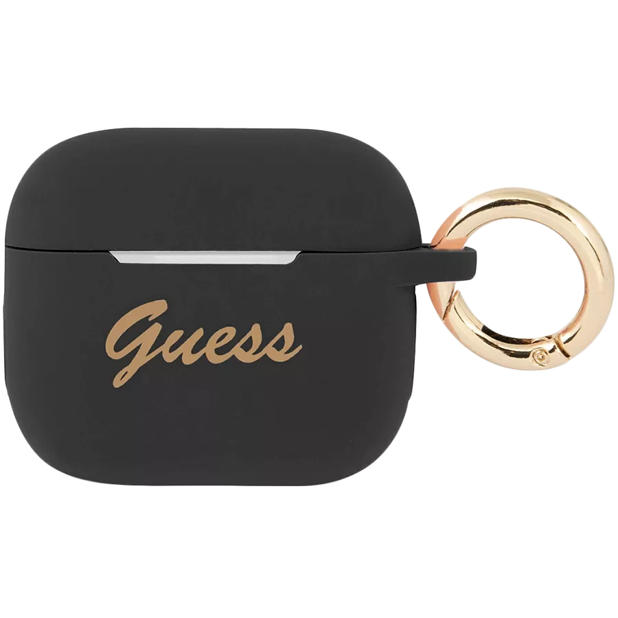 GUESS Іс Silicone with ring Script logo  Қара for AirPods (Gen3) — image №1