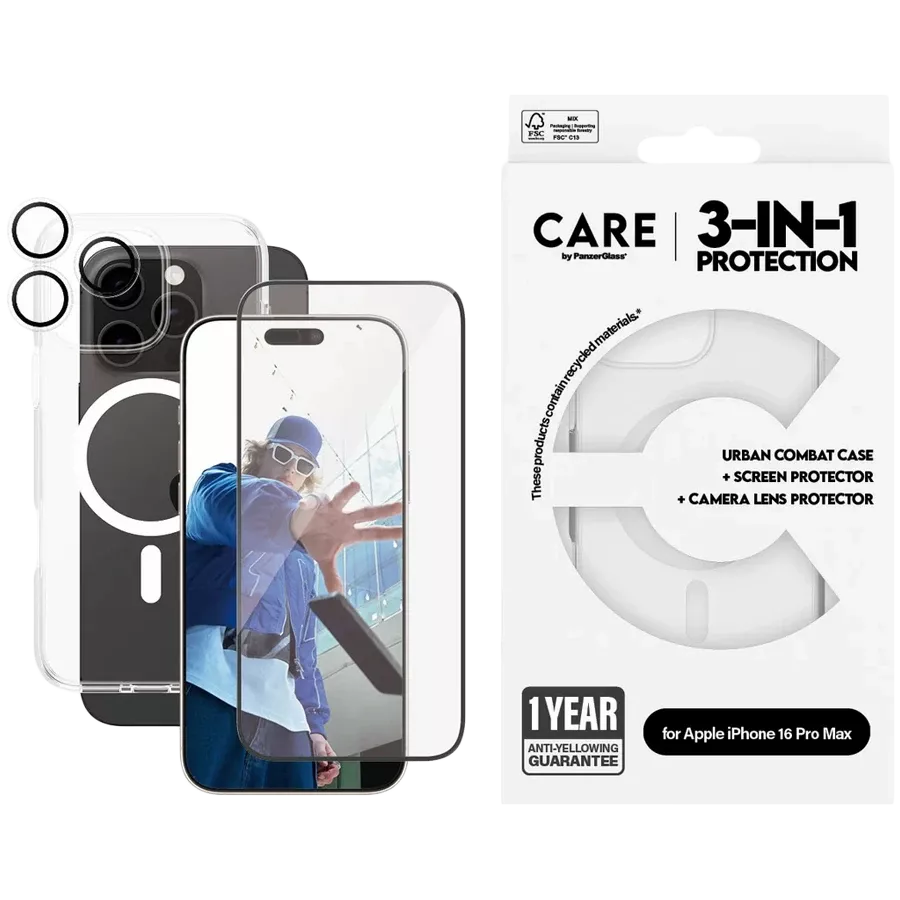 PANZERGLASS Θήκη Flagship 3-in-1 Bundle με MagSafe, Σαφές for iPhone 16 Pro Max — Εικών №1