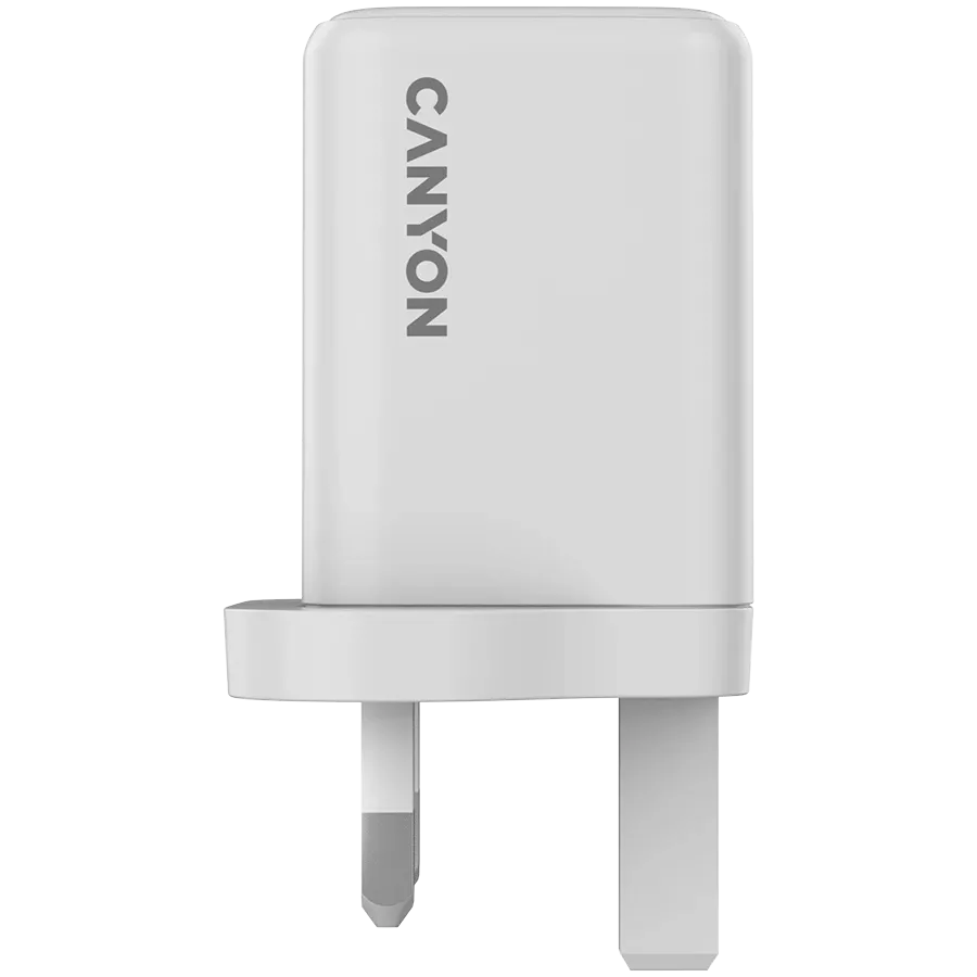 Power Adapter CANYON 2*USB/USB-C, 45 W, White USB Type C, USB Type-A (UK Plug) — Image №2