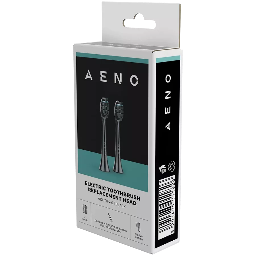AENO Replacement toothbrush heads for DB3/DB4/DB5/DB6 οδοντόβουρτσες, Black, Dupont bristles, 2pcs in set — Image №3