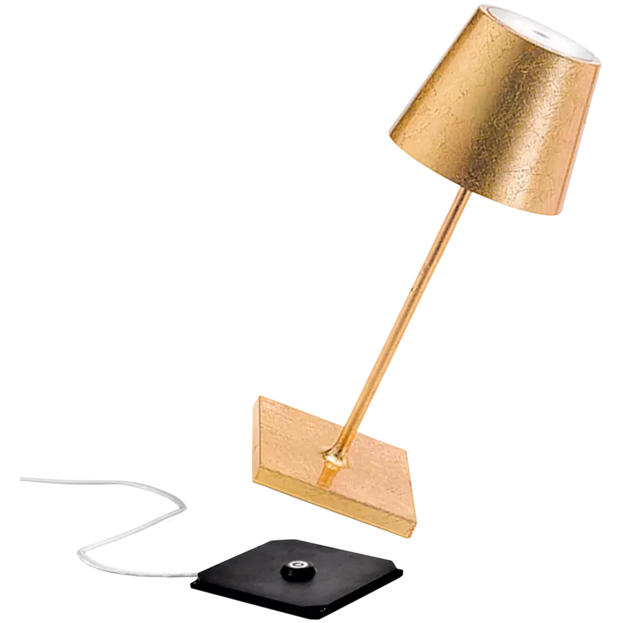 ZAFFERANO POLDINA MINI PRO TABLE LAMP 111x300mm. GOLDEN LEAF 2.2W LED 185/203 lm. — Image №2