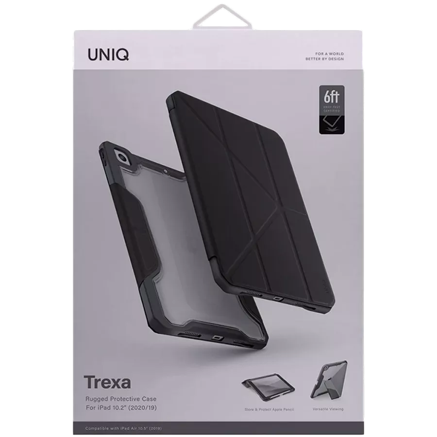 UNIQ Қорғаныс корпусы Trexa  Қара for iPad (7-ші and 8-ші ұрпақ)/(9-шы ұрпақ) — image №4