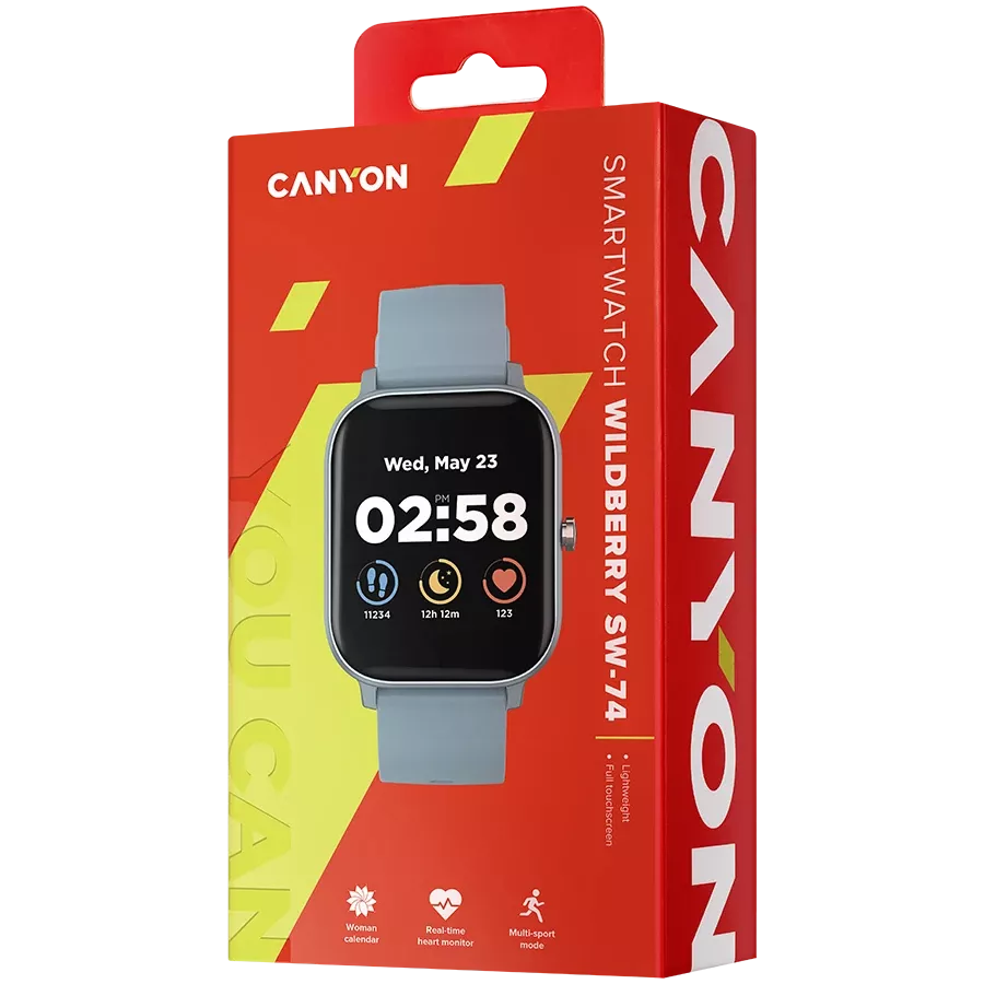 CANYON Wildberry SW-74 Smart Watch, 42mm, Blue — Εικών №7