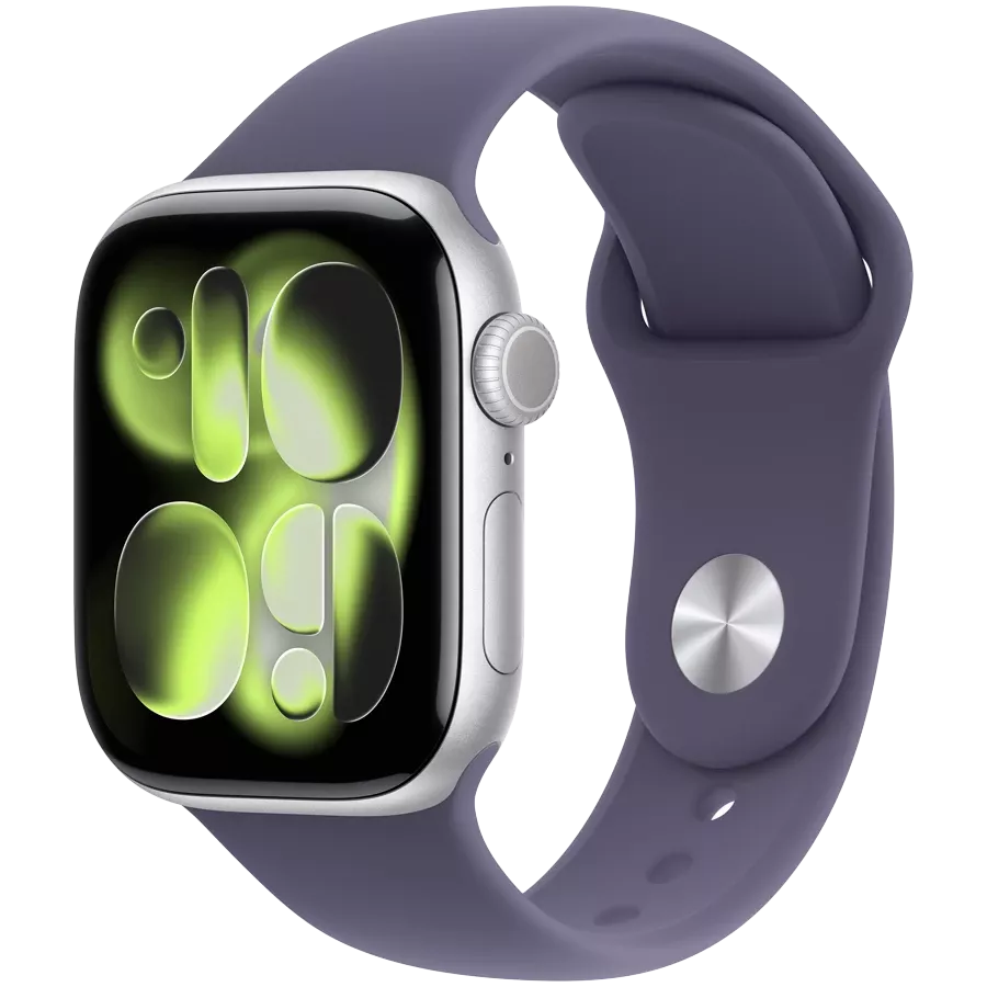 Apple Watch Series 11 GPS, 42mm, Silver Aluminium, Purple Fog Sport Band, M/L — Image №1