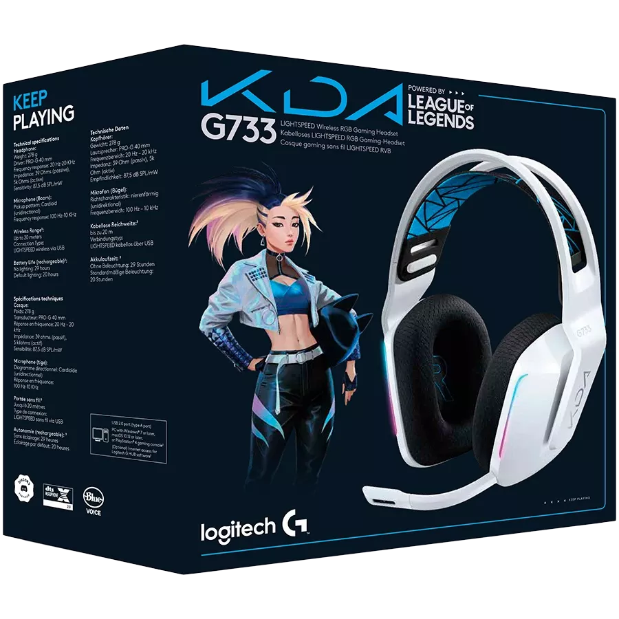 Ασύρματο Gaming Ακουστικά LOGITECH G733 με μικρόφωνο, Λευκό — Εικών №1