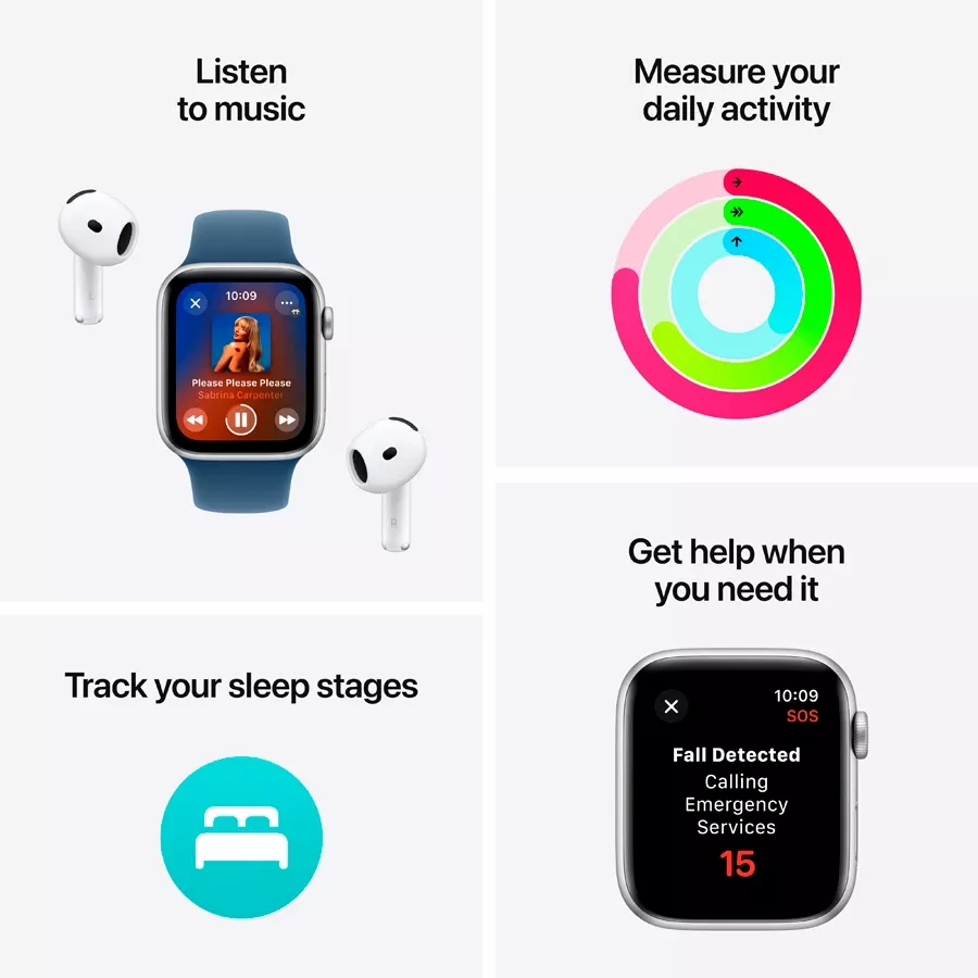 Apple Watch SE GPS Gen.2 (2024)  Midnight Sport Band, S/M, 40mm, Midnight — Image №3