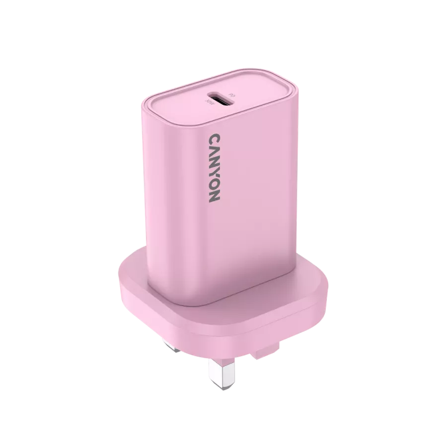 CANYON OnCharge 30CL UK Power Adapter USB-C, 30 W, Pink — Image №1
