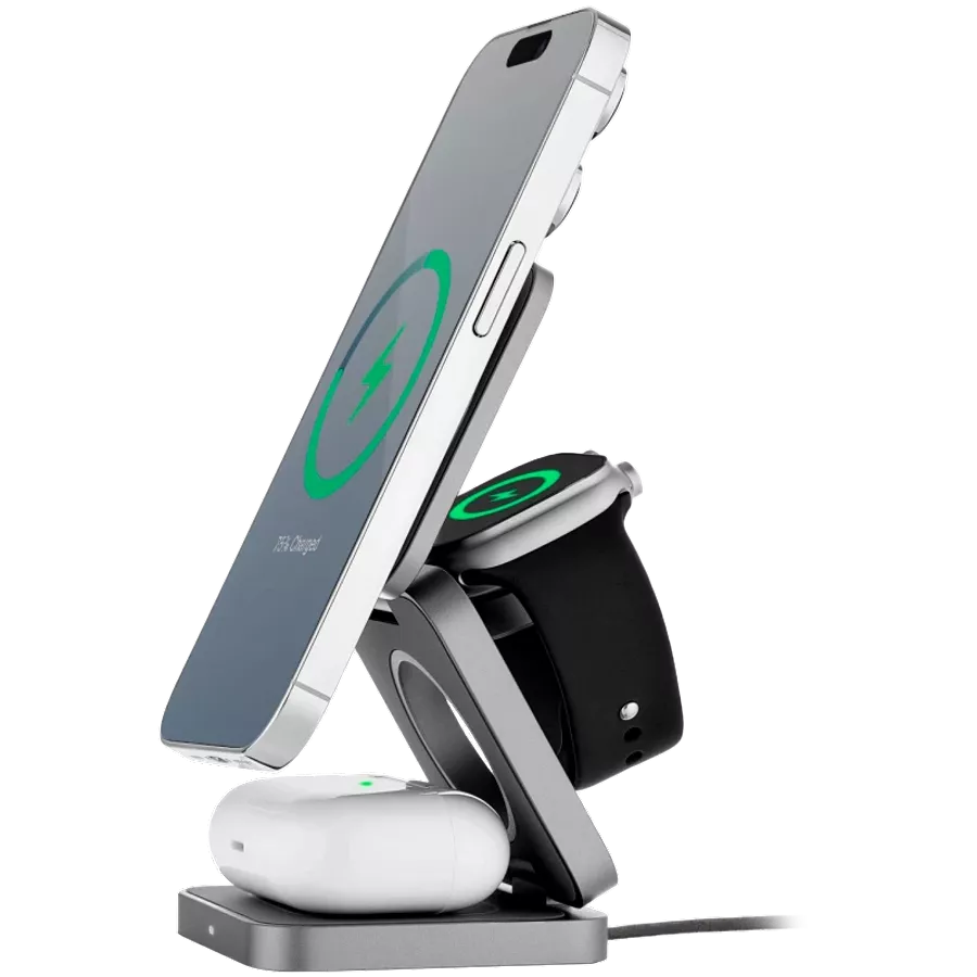 Wireless Charger UBEAR Balance 3in1, 25 Վտ, Մոխրագույն — image №1