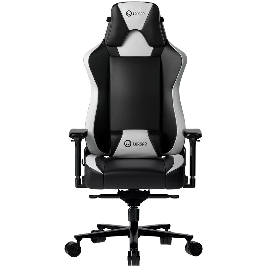 LORGAR Base 311 Gaming chair PU eco leather 1.8 mm metal frame multiblock mechanism 4D armrests 5 Star aluminium base Class 4 gas lift 75mm PU casters Black white