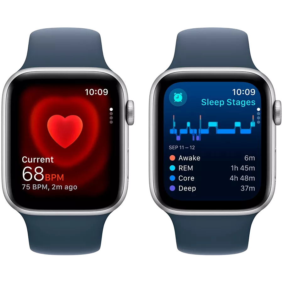 Apple Watch SE GPS Gen.2 (2023), 44мм, Серебристый, Storm Blue Sport Band, S/M — Изображение №5