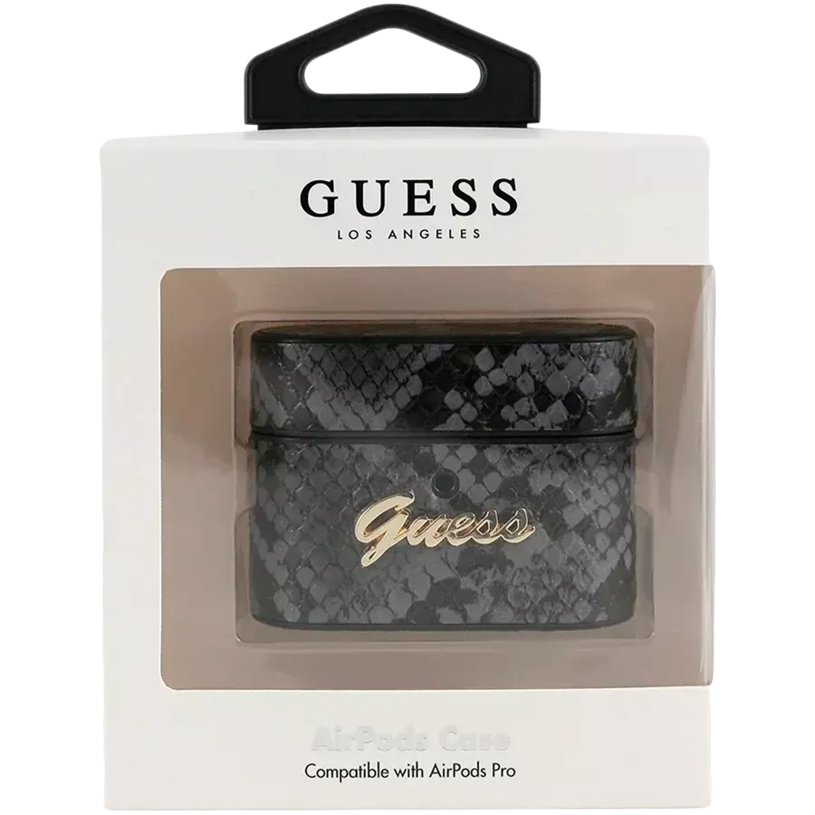 GUESS Чехол Python with metal logo Чёрный для AirPods Pro — image №3