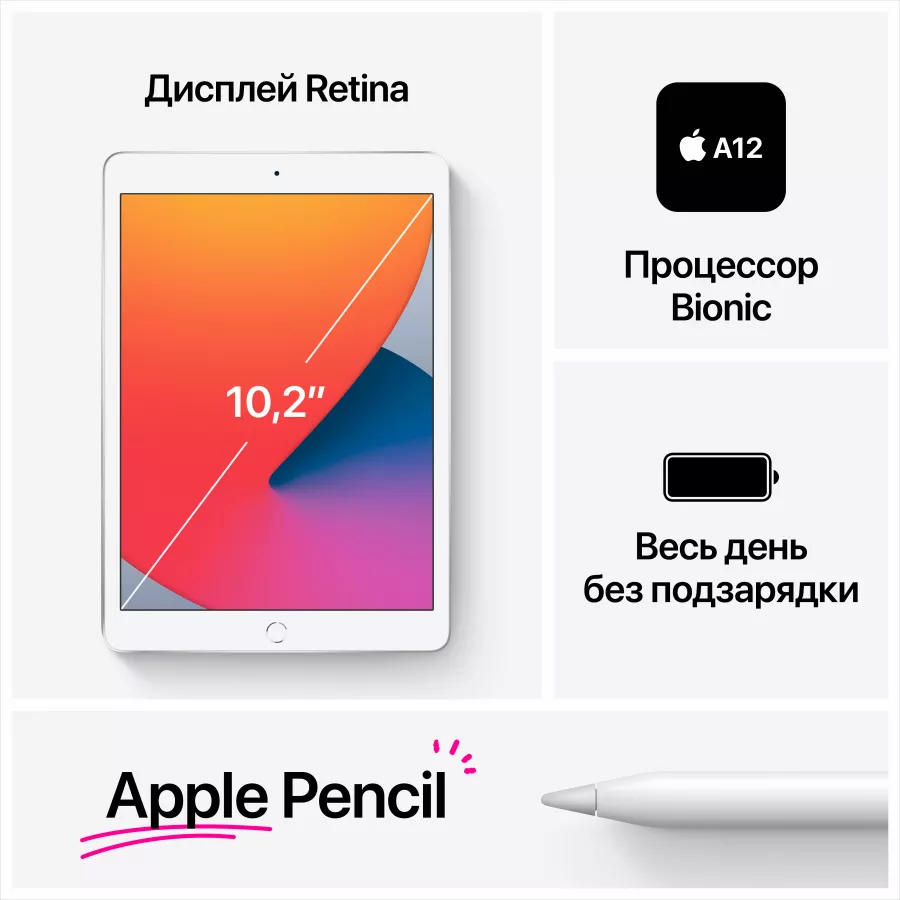 Восстановленный Apple iPad 10.2 (8 Gen), 128 ГБ, Wi-Fi, 2020, Space Gray, Grade B — Изображение №6