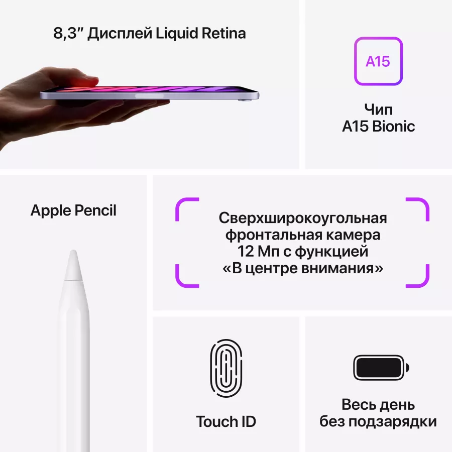 iPad mini 6, 64 ГБ, Wi-Fi, Фиолетовый — image №5