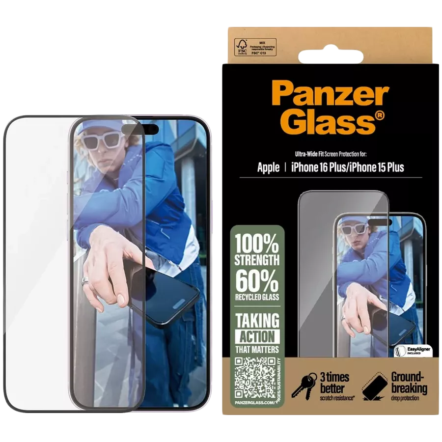 Захисне скло PanzerGlass для iPhone 16 Plus | 15 Plus | Ultra-Wide Fit — Зображення №1