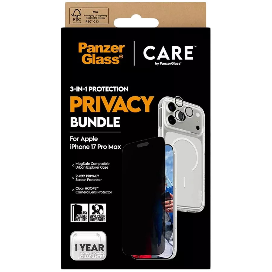 PANZERGLASS Case 3-in-1 Flagship Privacy Bundle with MagSafe, Clear for iPhone 17 Pro Max — Image №2