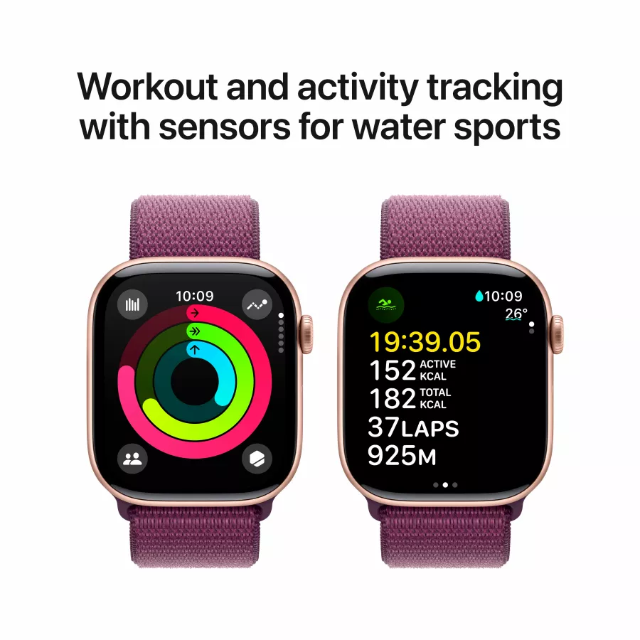 Apple Watch Series 10 GPS, 42mm, Rose Gold, Plum Sport Loop — Image №4