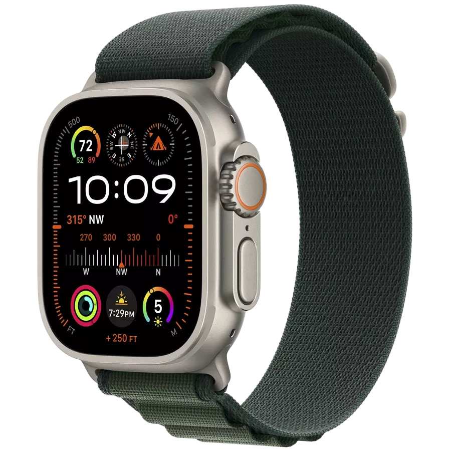 APPLE 49mm Alpine Loop - Natural Titanium Finish Band Alpine Loop - Natural Titanium Finish Dark Green for Apple Watch 44/45/46/49 mm — Image №2