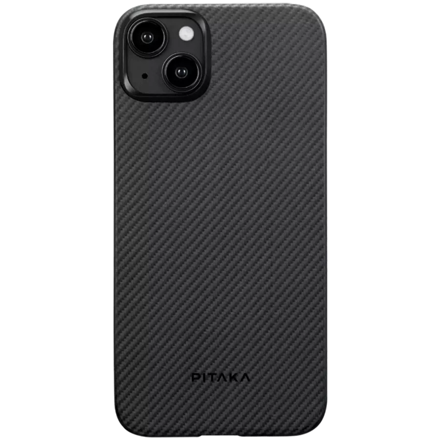 Чехол PITAKA MagEZ Case 4 Twill 1500D for iPhone 15 Plus - Black/Grey (KI1501M) — Изображение №1