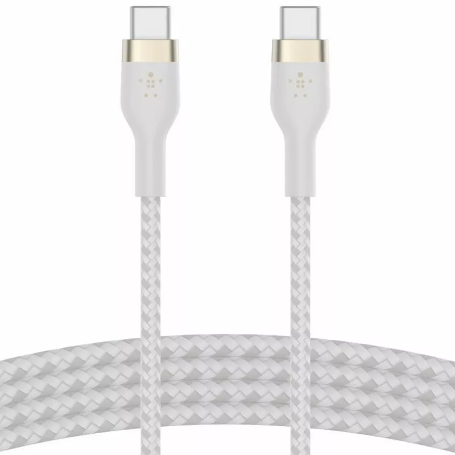 Кабель Belkin BRAIDED SILICONE USB-C - USB-C 1 м White (CAB011bt1MWH) — Изображение №1