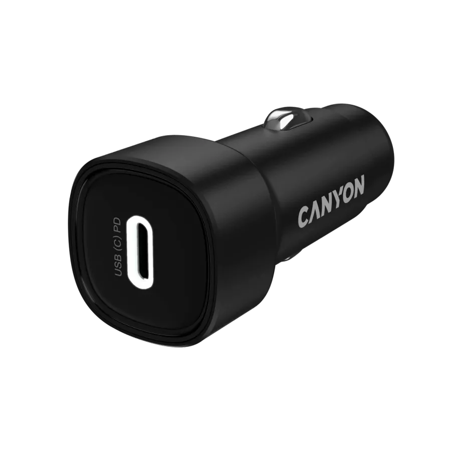 CANYON Car Adapter USB-C, 30 W, Black — Image №1