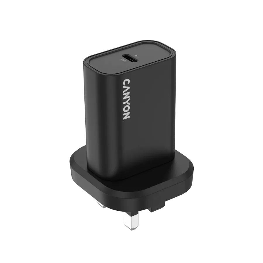 CANYON OnCharge 30CL UK Power Adapter USB-C, 30 W, Black — Image №1