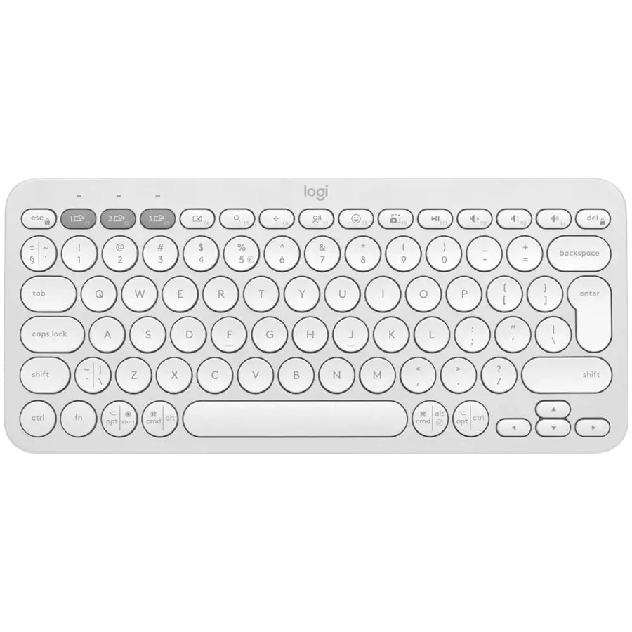Клавиатура беспроводная LOGITECH K380s Pebble Keys 2 White Bluetooth (920-011852) — Изображение №1