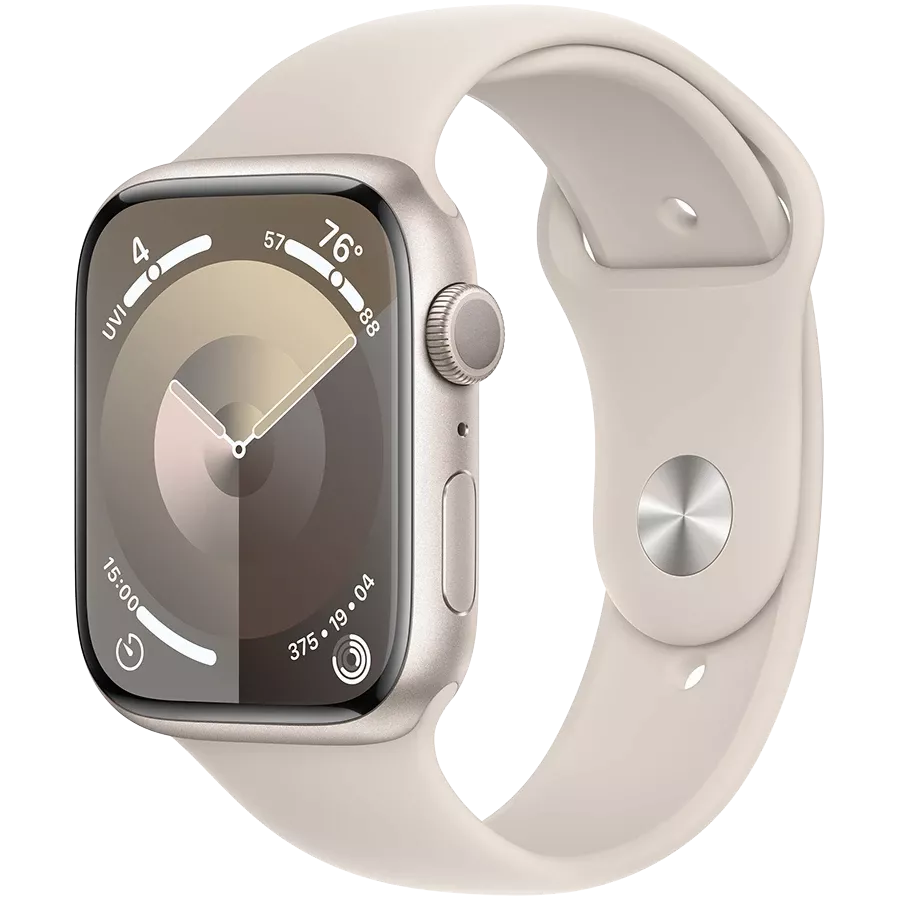 Apple Watch Series 9 GPS, 45mm, Starlight, Starlight Sport Band, S 