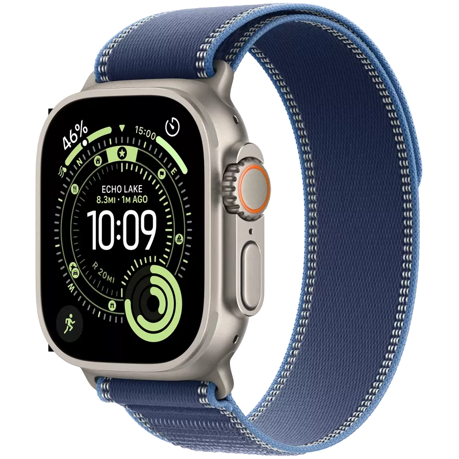 Apple Watch Ultra 3, 49mm, Natural, Blue/Bright Blue Trail Loop, M/L — Image №1