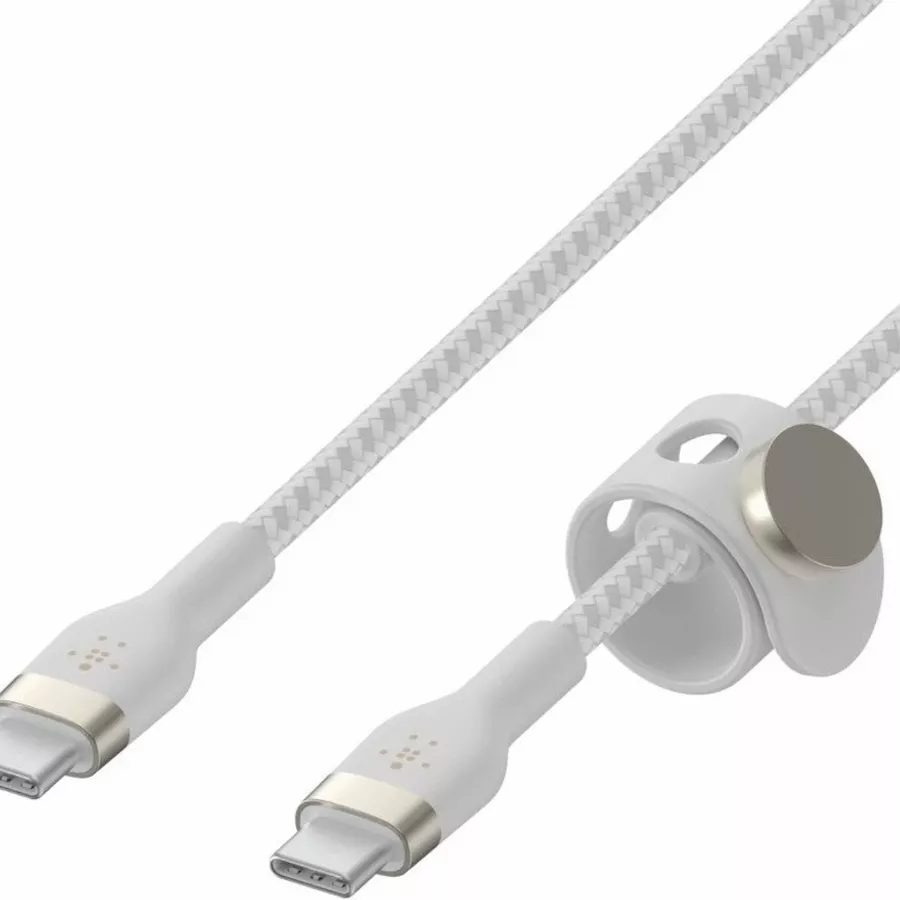 Кабель Belkin BRAIDED SILICONE USB-C - USB-C 1 м White (CAB011bt1MWH) — Изображение №3