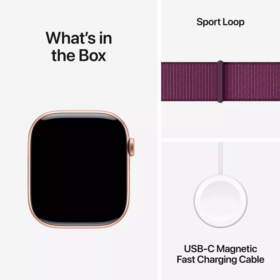 Apple Watch Series 10 GPS, 42mm, Rose Gold, Plum Sport Loop — Image №10