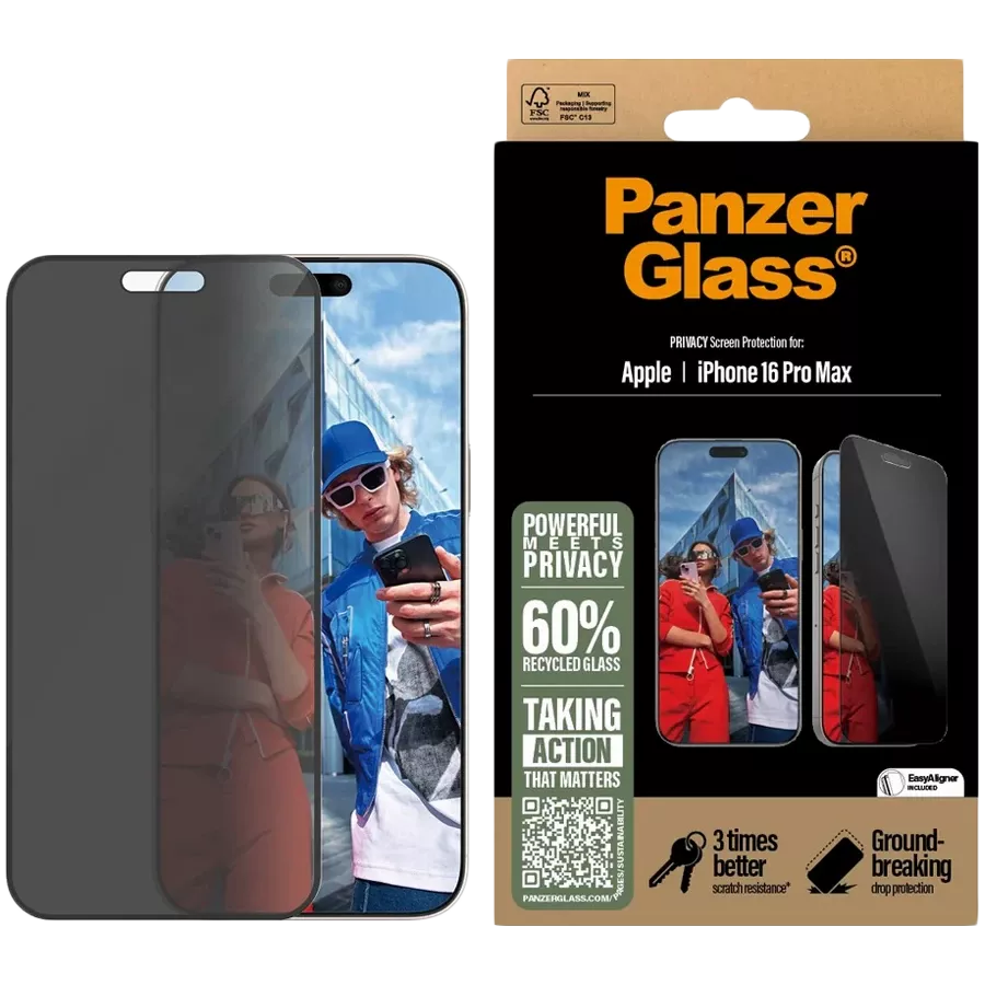 PANZERGLASS Privacy and Safety Glass for iPhone 16 Pro Max — Image №1