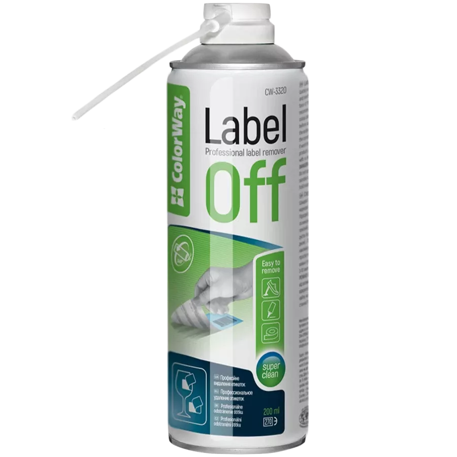 Чистячий аерозоль COLORWAY LABEL OFF для видалення наклейок 200мл (CW-3320) — Зображення №1
