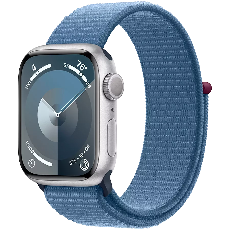 Apple Watch Series 9 GPS  Winter Blue Sport Loop, 41mm, Silver — Image №1