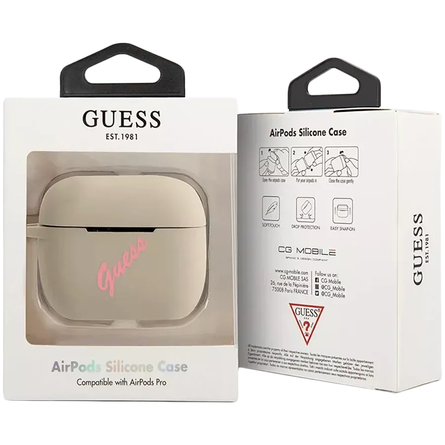 GUESS Чехол Silicone Script logo  Серый/Розовый — image №3