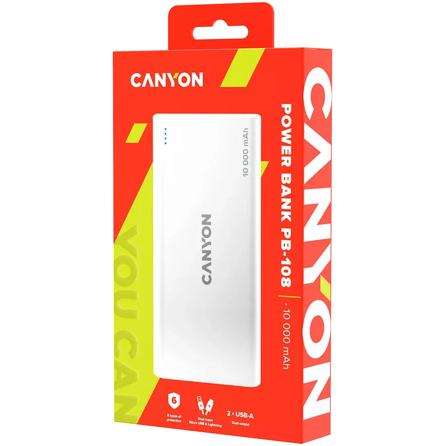 CANYON PB-108 Портативное зарядное устройство, 10000 мА·ч, Li-pol — Изображение №4